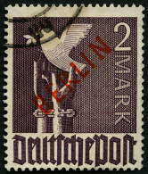 BERLIN 34 O, 1949, 2 M. Rotaufdruck, üblich Gezähnt Pracht, Gepr. Schlegel, Mi. 280.- - Used Stamps