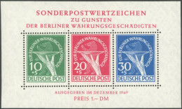 BERLIN Bl. 1 , 1949, Block Währungsgeschädigte, Falzreste Im Rand, Marken Postfrisch Pracht, Mi. 500.- - Andere & Zonder Classificatie