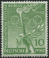 BERLIN 89y , 1952, 10 Pf. Vorolympische Festtage, Waagerechte Gummiriffelung, Falzrest, Pracht, Mi. 100.- - Ungebraucht