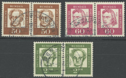 BERLIN 208/9,213 Paar O, 1961/2, 50,60 Pf. Und 2 DM Bedeutende Deutsche, 3 Waagerechte Paare, Pracht, 2 DM Gepr. Schlege - Sonstige & Ohne Zuordnung