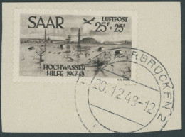 SAARLAND 259 BrfStk, 1948, 25 Fr. Flugpost, Prachtbriefstück, Kurzbefund Geigle, Mi. (300.-) - Otros & Sin Clasificación