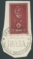 SAARLAND 292 BrfStk, 1950, 25 Fr. Rotes Kreuz Mit Sonderstempel Auf Briefstück, Pracht, Kurzbefund Geigle, Mi. 80.- - Other & Unclassified