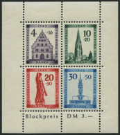 BADEN Bl. 1AI , 1949, Block Freiburg, Gezähnt, Mit Abart Sirene Neben Sockel Des Engels, Pracht, Gepr. Schlegel, Mi. 300 - Other & Unclassified