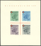 RHEINLAND PFALZ Bl. 1I/III , 1949, Block Rotes Kreuz, Type III: Blauer Fleck Mitte Unten Und Violetter Strich Oben Links - Altri & Non Classificati