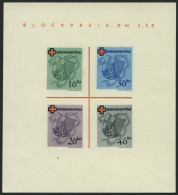 RHEINLAND PFALZ Bl. 1I/V , 1949, Block Rotes Kreuz, Type V: Roter Querbalken Des B In Blockpreis Verdickt, Pracht, Mi. 1 - Otros & Sin Clasificación