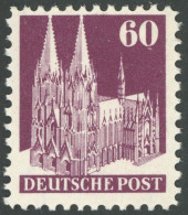 AMERIK. U. BRITISCHE ZONE 93IIIWE , 1949, 60 Pf. Dunkelbraunlila, Type III, Wz. 1W, Gezähnt L 111/2:11, Postfrisch, Prac - Autres & Non Classés