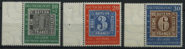 BUNDESREPUBLIK 113-15 , 1949, 100 Jahre Briefmarken Vom Linken Rand, Prachtsatz - Ungebraucht