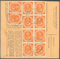 BUNDESREPUBLIK 126 BRIEF, 1954, 6 Pf. Posthorn Im Achterblock Rückseitig Auf Paketkarte Mit Zusatzfrankatur Aus EGGMÜHL, - Otros & Sin Clasificación