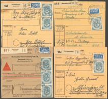 BUNDESREPUBLIK 134 BRIEF, 1954, 50 Pf. Posthorn Auf 4 Paketkarten Mit Verschiedenen Mehrfachfrankaturen (2,3,4 Und 7 Mar - Other & Unclassified