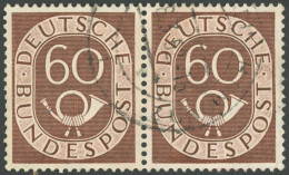 BUNDESREPUBLIK 135 Paar O, 1951, 60 Pf. Posthorn Im Waagerechten Paar, Normale Zähnung, Pracht, Mi. 250.- - Otros & Sin Clasificación