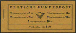 MARKENHEFTCHEN MH 4Xv , 1958, Markenheftchen Heuss/Ziffer, Deckel Dunkelchromgelb, Pracht, Mi. 100.- - Otros & Sin Clasificación