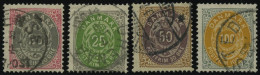 DÄNEMARK 28-31YA O, 1875-77, 20 - 100 Ø, Normaler Rahmen, Wz. 1Y, 4 Prachtwerte, Mi. 157.- - Used Stamps