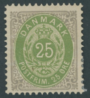 DÄNEMARK 29IYA , 1875, 25 Ø, Normaler Rahmen, Gezähnt K 14:131/2, Mit Kopfstehendem Wz., Falzrest, Pracht - Andere & Zonder Classificatie