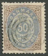 DÄNEMARK 30IYAa O, 1875, 50 Ø Braun/blauviolett, Nadelstich Im Rand, üblich Gezähnt Pracht, Mi. 250.- - Sonstige & Ohne Zuordnung