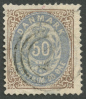 DÄNEMARK 30IYAa O, 1875, 50 Ø Braun/blauviolett, Nadelstich Im Rand, üblich Gezähnt Pracht, Mi. 250.- - Other & Unclassified