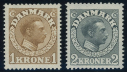 DÄNEMARK 75/6 , 1913, 1 Und 2 Kr. König Christian X, Falzrest, 2 Prachtwerte, Mi. 160.- - Autres & Non Classés