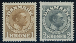 DÄNEMARK 75/6 , 1913, 1 Und 2 Kr. König Christian X, Falzrest, 2 Prachtwerte, Mi. 160.- - Altri & Non Classificati