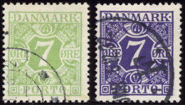 PORTOMARKEN P 12,21 O, 1927/30, 7 Ø Gelbgrün Und Bläulichviolett, 2 Prachtwerte, Mi. 64.- - Autres & Non Classés