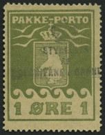 GRÖNLAND - PAKKE-PORTO 4A O, 1919, 1 Ø Grünoliv, (Facit P 4II), Pracht - Pacchi Postali