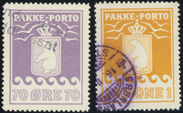 GRÖNLAND - PAKKE-PORTO 13/4 O, 1937, 70 Ø Violett Und 1 Kr. Gelb, 2 Prachtwerte, 70 ø Gepr. Dr. Debo - Paquetes Postales