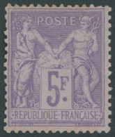 FRANKREICH 76 , 1877, 5 Fr. Violett Auf Helllila, Falzreste, Feinst, Mi. 450.- - Altri & Non Classificati