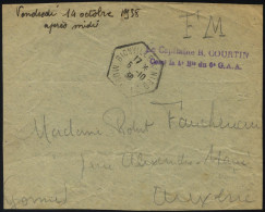 FRANKREICH FELDPOST 1938, Violetter Absenderstempel Le Capitaine R. Courtin, Con La 4 D Du 6 G.A.A. Auf Briefvorderseite - WW II