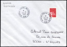 FRANKREICH FELDPOST 3558 BRIEF, 2001, Marianne Dunkelrosa Mit K1 BUREAU POSTAL MILITAIRE 626 Aus Asmara In Eritrea, Prac - Militärstempel Ab 1900 (ausser Kriegszeiten)