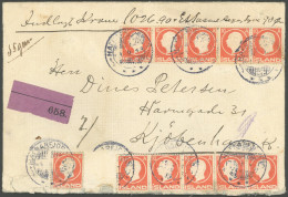 ISLAND 70 BRIEF, 1912, 10 A. König Frederik VIII, 11x Auf Geldbrief Von HAFNARFJÖDUR Nach Kopenhagen, Stärkere Beförderu - Other & Unclassified