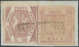 NEAPEL 1,5 BrfStk, 18958, 1/2 Gr. Mattlilarosa Und 10 Gr. Braunrosa, Prachtbriefstück - Napoli