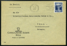 LETTLAND 236 BRIEF, 1934, 35 S. Neue Verfassung Lettlands Mit Maschinenstempel ABONEJIET TELEFONU Auf Brief Des Schweize - Letland