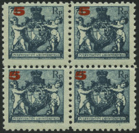 LIECHTENSTEIN 61A VB , , 1924, 5 Auf 71/2 Rp. Schwarzblau, Gezähnt L 91/2, Im Viererblock, 2 Marken Postfrisch, Pracht - Altri & Non Classificati