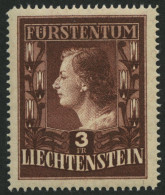 LIECHTENSTEIN 305BW , 1951, 3 Fr. Fürstin Gina, Gezähnt L 14 3/4, Wz. 2 W, Pracht, Mi. 170.- - Otros & Sin Clasificación