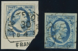 NIEDERLANDE 1 BrfStk,o , 1852, 5 C. Blau, 2 Kabinettwerte In Farbnuancen, Gepr. Dr. Louis - Altri & Non Classificati