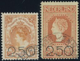 NIEDERLANDE 99/100 O, 1920, 2.50 G. Auf 10 G. Dunkelorange Und Rotorange, 2 Prachtwerte, Mi. 200.- - Andere & Zonder Classificatie