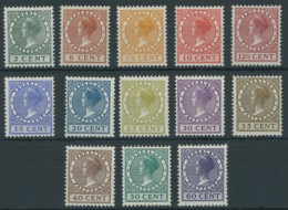 NIEDERLANDE 151-63A , 1924/5, Königin Wilhelmina, Ohne Wz., Falzreste, Prachtsatz - Andere & Zonder Classificatie