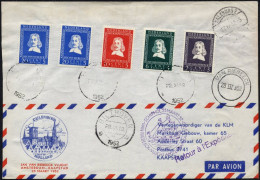 NIEDERLANDE 583-86 BRIEF, 25.3.52, Jan Van Riebeeck-Flug AMSTERDAM-KAPSTADT Und Zurück, Rückseite Mit Bunter Südafrika-F - Correo Aéreo