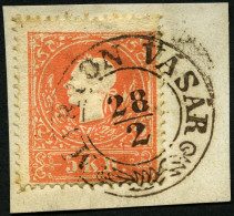 ÖSTERREICH 13II BrfStk, 1859, 5 Kr. Rot, Type II, Mit Ungarischem K2 MARTON VASAR, Prachtbriefstück - Usados