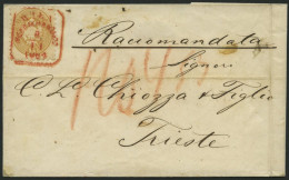 ÖSTERREICH 34 BRIEF, 1864, 15 Kr. Braun Mit Rotem R5 WIEN RECOMMANDIRT Auf Brief, Rückseitiges Defektes Reco-Porto, Prac - Sonstige & Ohne Zuordnung