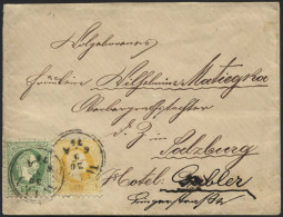 ÖSTERREICH 35/6I BRIEF, 1874, 2 Kr. Gelb Und 3 Kr. Grün, Grober Druck, Auf Brief Von WIEN Nach Salzburg, Pracht - Usados