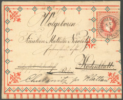 ÖSTERREICH 1867-1918 37 BRIEF, 1883, 5 Kr. Kaiser Franz Josef Auf äußerst Dekorativem, Gedrucktem Zierbrief (rechts Etwa - Otros & Sin Clasificación