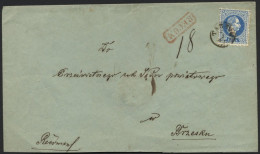 ÖSTERREICH 38I BRIEF, 1867, 10 Kr. Blau, Grober Druck, 2x (vorder- Und Rückseitig) Auf Brief Von TARNOW (Fingerhutstempe - Used Stamps