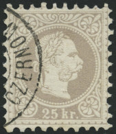 ÖSTERREICH 40IIa O, 1874, 25 Kr. Lilagrau, Feiner Druck, Pracht, Gepr. Dr. Ferchenbauer, Mi. 200.- - Gebruikt