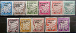LP3972/253 - 1928 - COLONIES FRANÇAISES - OUBANGUI-CHARI - TIMBRES TAXE - SERIE COMPLETE - N°1 à 11 NEUFS**(2t)/*(9t) - Unused Stamps