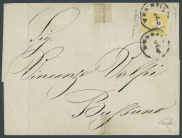 LOMBARDEI UND VENETIEN 6I BRIEF, 1858, 2 So. Gelb, Type I, Farbfrisches Prachtstück Auf Brief (Tesafilmschäden) Von VENE - Lombardy-Venetia