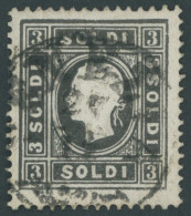 LOMBARDEI UND VENETIEN 7Ia O, 1858, 3 So. Schwarz, Type I, K1 VENEZIA, Pracht, Mi. 270.- - Lombardy-Venetia