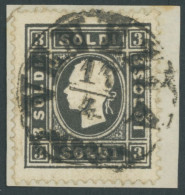 LOMBARDEI UND VENETIEN 7Ia BrfStk, 1858, 3 So. Schwarz, Type I, Zentrischer Stempel VENEZIA, Kabinettbriefstück, Gepr. Z - Lombardy-Venetia