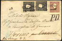 LOMBARDEI UND VENETIEN 7IIa,10II BRIEF, 1858, 3 So. Schwarz Und 10 So. Lilabraun, Type II, Auf Kleinem Brief Von RECOARO - Lombardo-Venetien