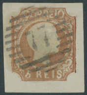 PORTUGAL 9b O, 1856, 5 R. Gelbbraun, Nummernstempel 77, Breitrandiges Kabinettstück, Mi. (190.-) - Altri & Non Classificati