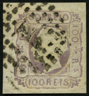 PORTUGAL 16 O, 1862, 100 R. Lila, Pracht, Fotoattest Nucleo Filatelico, Mi. 130.- - Usado
