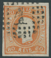 PORTUGAL 22 O, 1866, 80 R. Orange, Pracht, Mi. 100.- - Altri & Non Classificati